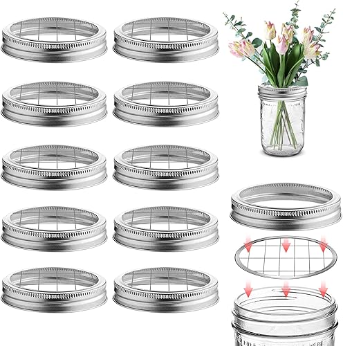 Paquete de 10 tarros Mason con tapa de rana de flores Mason Grid Organizador de flores para el día de San Valentín, hogar, cocina, oficina, boca disponible en Yaxa Costa Rica