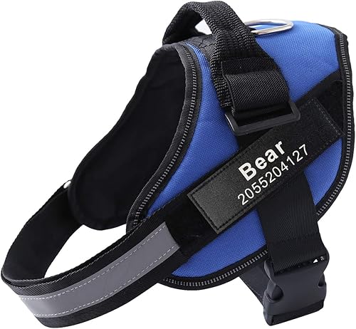 Miniatura 10 de HOTGOL Arnés personalizado para perro sin tirones con nombre personalizado y etiqueta de número de teléfono, chaleco reflectante transpirable