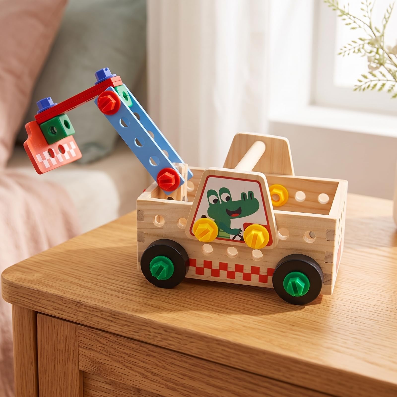 Camion da Cantiere Giocattolo Creativo | Sicuro, Veicolo da Costruzione in Legno, Montessoriano, Set di Camion Giocattolo, per Scuola Dell'infanzia, Bambini
