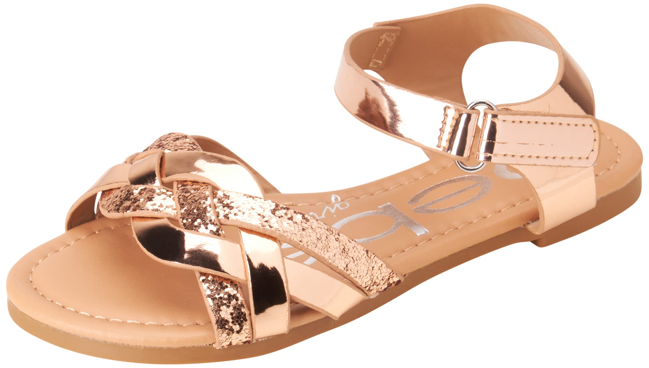 bebe Girls Sandals - Big girl and Toddler Girl Sandals with Durable Leather and Glitter Straps, Summer Dress Shoes for Girls