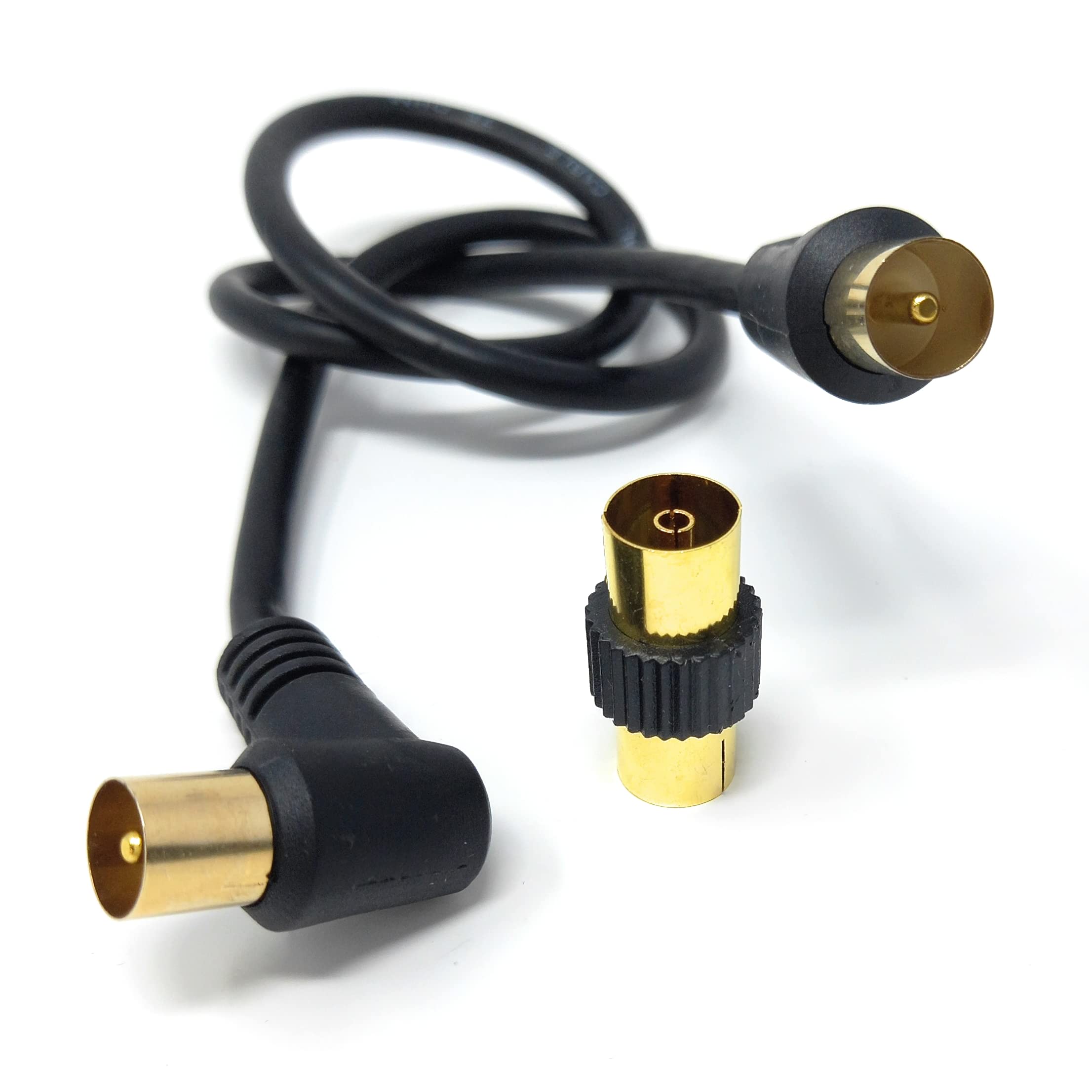 DRUT 40cm short TV RF Right Angle Male to Male Aerial Antenna Coaxial Cable With Female to Female Coupler Gold Connectors 75 ohm - Image 2
