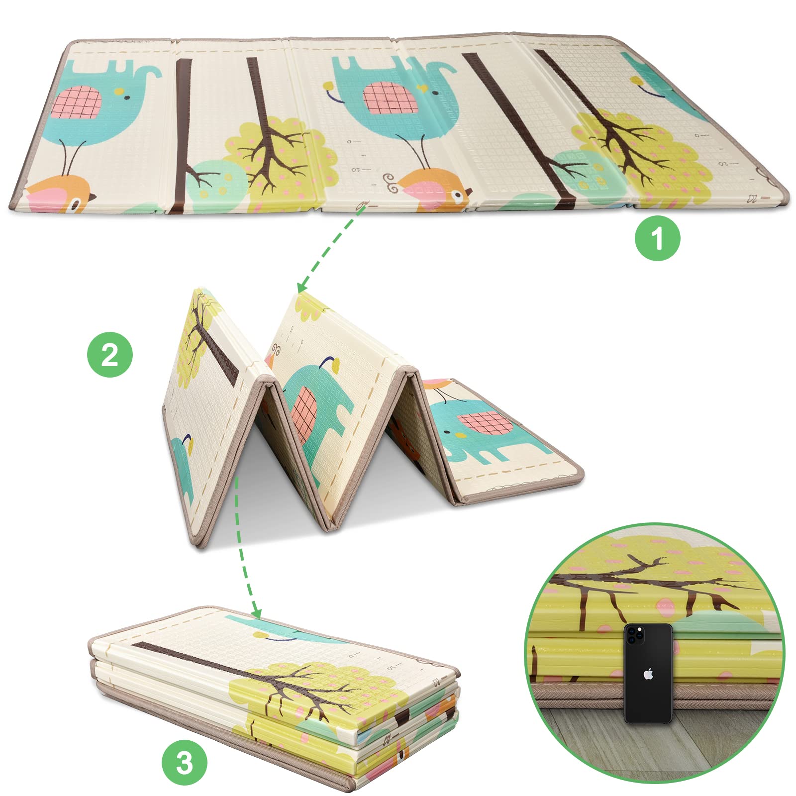 LuckyDove Baby Play Mat,Reversible Foldable Playmat,Portable Extra