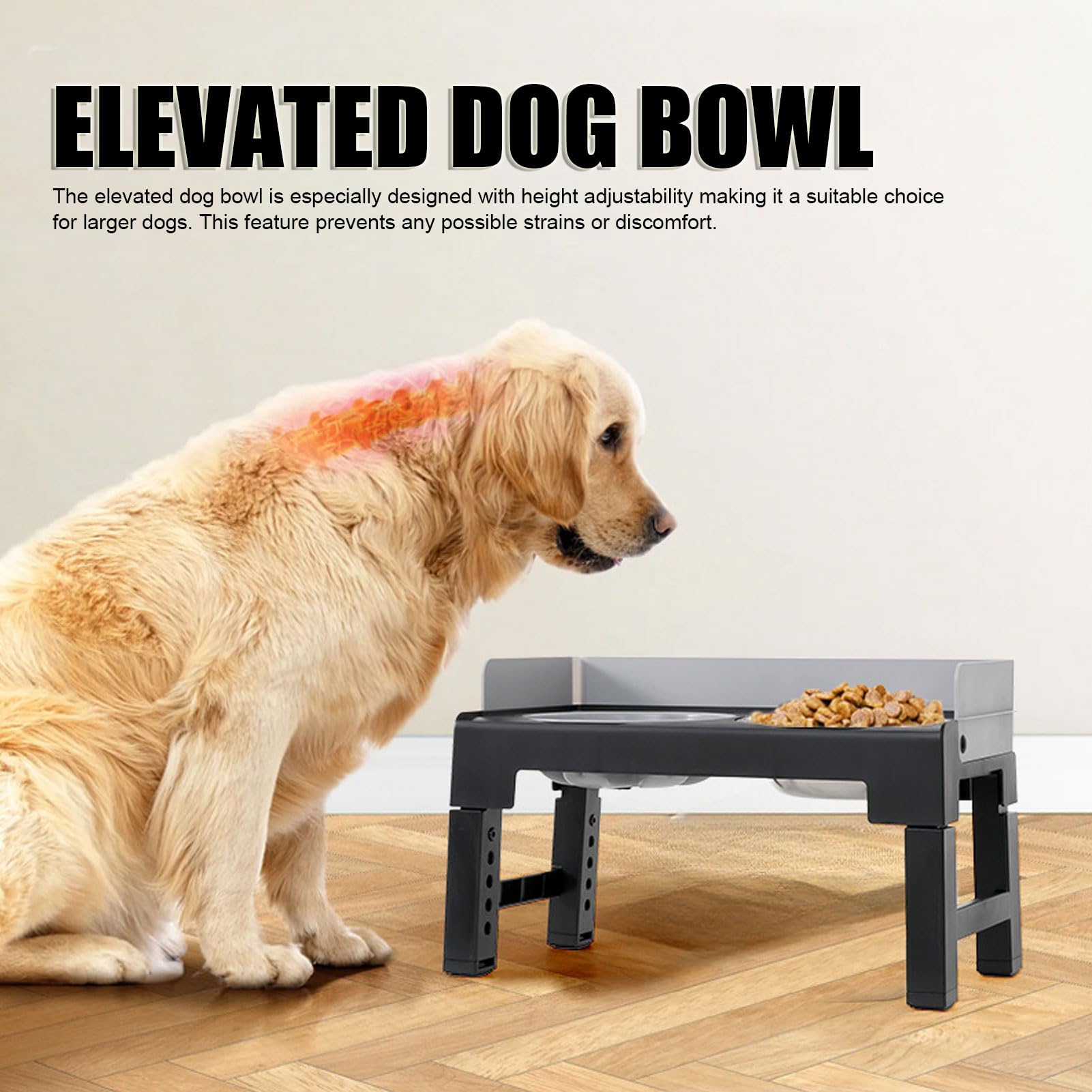 Cuencos elevados para Perros, comedero para Perros con Platos de Acero Inoxidable y Cuenco de alimentación Lenta, comedero Elevado de Acero Inoxidable con Cuencos Dobles y Base