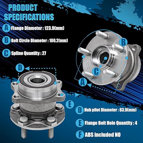 Miniatura 2 de Detroit Axle - 512401 Par de bujes de cojinete de rueda trasera para Subaru Outback Forester Impreza Legacy WRX STI BRZ Crosstrek Scion FR-S Toyota