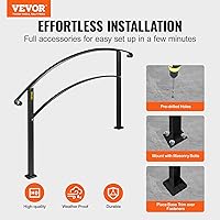 Vista 2 de Happybuy Pasamanos para escalones al aire libre, barandilla de escalera para exteriores de 1 o 3 escalones, pasamanos de hierro forjado negro