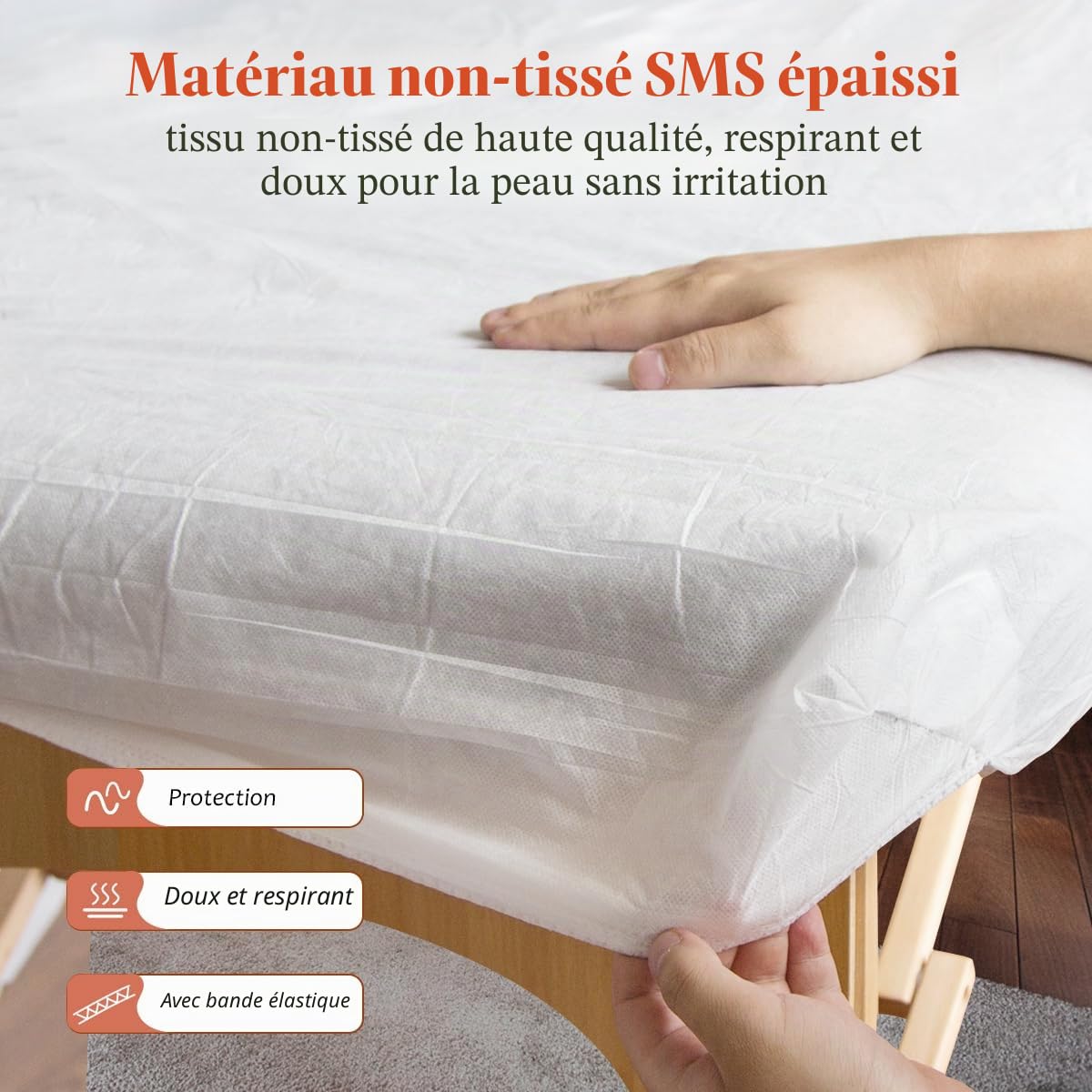 Lot de 30 Draps Housses Jetables pour Tables de Massage, 90 x 215 cm Housse Jetable pour Table de Massage, Draps Hygiéniques en Non-tissé pour Lits et Chaises Longues