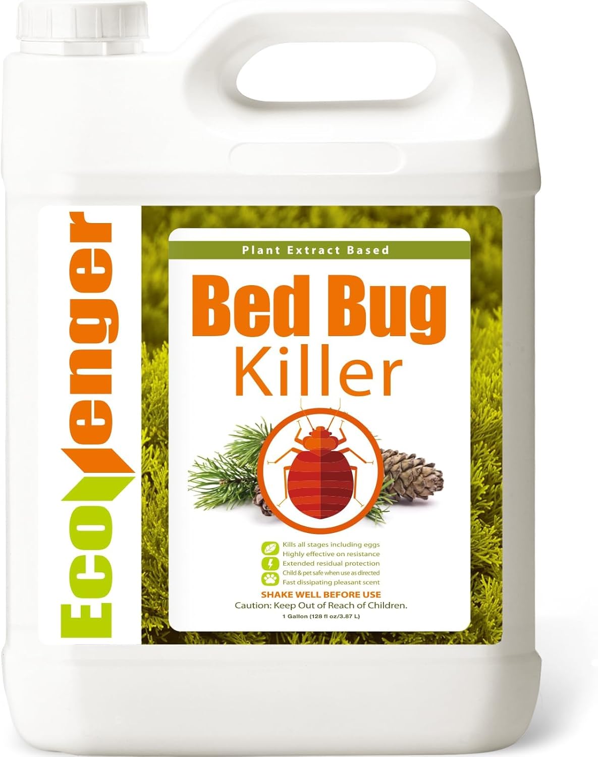 EcoRaider Bed Bug Killer Spray 1 Gallon Jug, Green + Non-Toxic, 100% Kill + Extended Protection