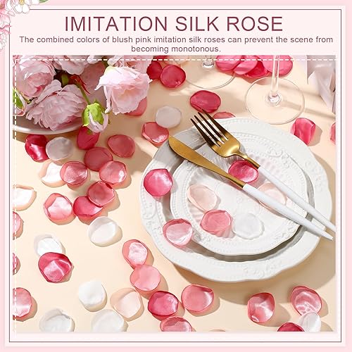 Miniatura 4 de 600 pétalos de rosa de seda artificiales para bodas, canastas de flores para niñas, para pasillo, mesa, centros de mesa, fiestas, despedidas de