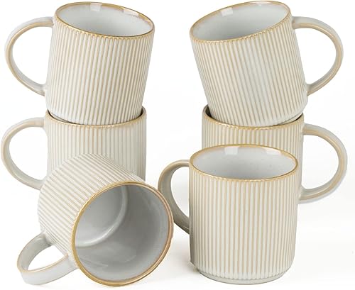 Miniatura 19 de famiware Star - Juego de tazas de café para 4 unidades, 12 onzas, con asa, para café, té, cacao, leche, cerámica, color blanco Blanco