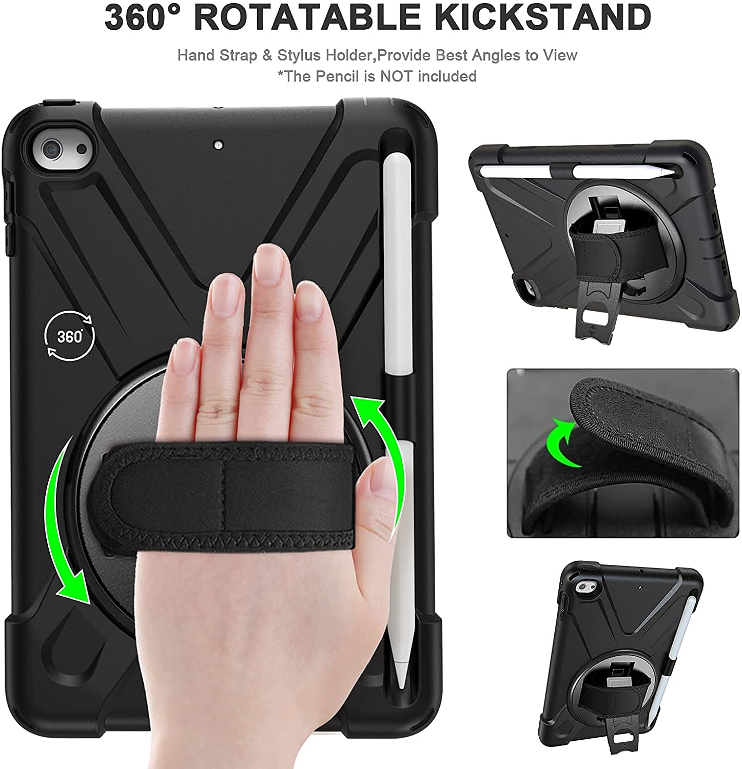 Custodia Per IPad Mini 5/4 Per Bambini – Cover Antiurto In EVA Con Maniglia Girevole E Cavalletto, Grigia, Adatta A Modelli 7,9 Pollici - 3
