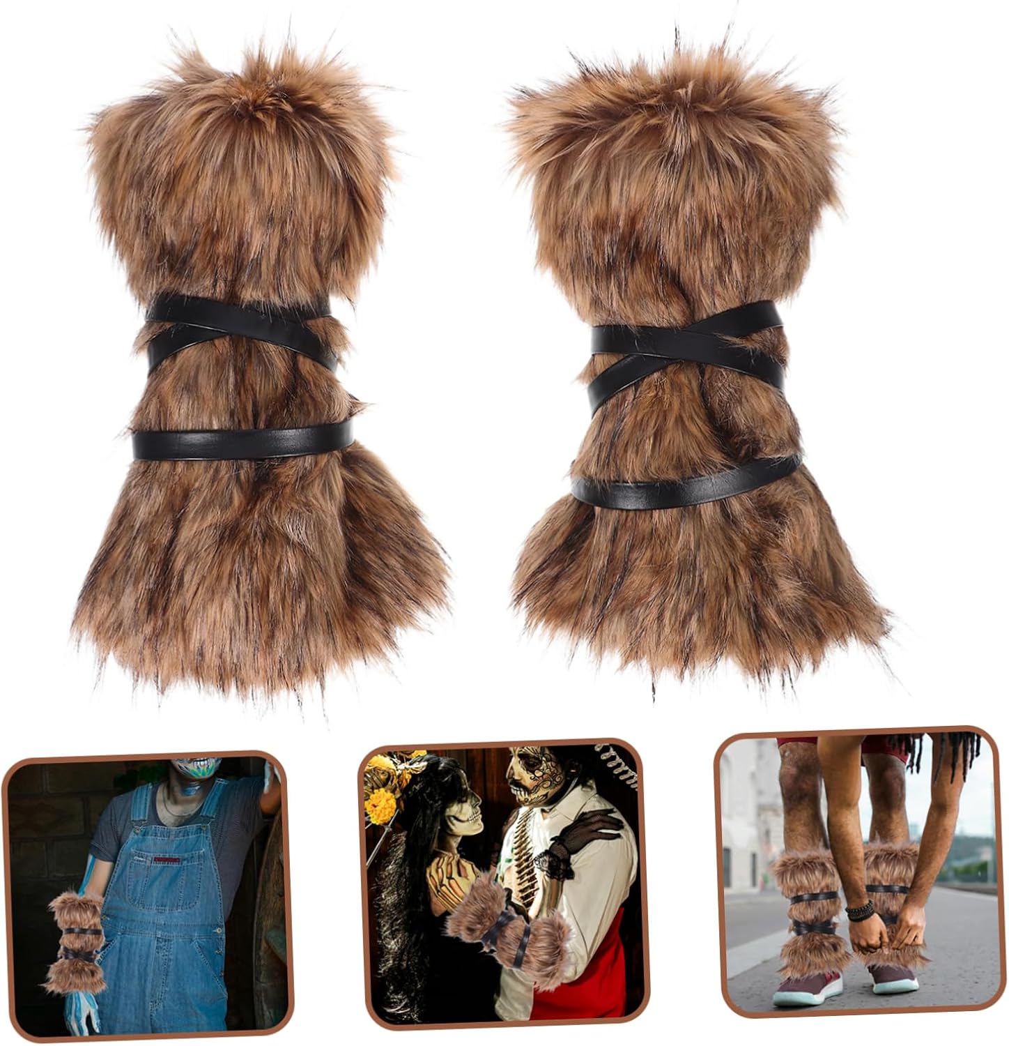 2 Pairs Adjustable Fuzzy Wraps for Halloween Cosplay Medieval Costume Accessory for Women and Men for Themed Parties and Events