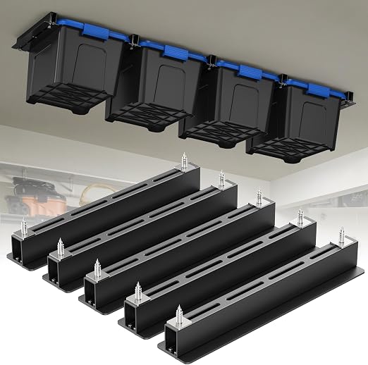 Amazon.com: WooFog Ceiling Utility Bin Rails Storage Rack, Overhead ...