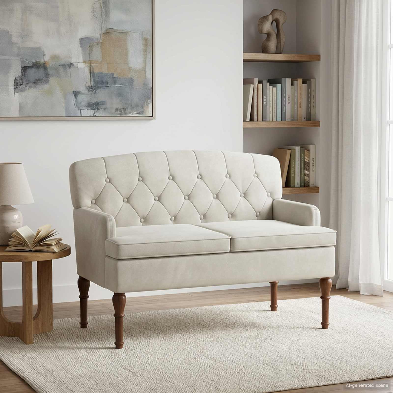 vidaXL Sofá Amoroso con Botones Acolchados Crema 111 x 65 x 79 cm