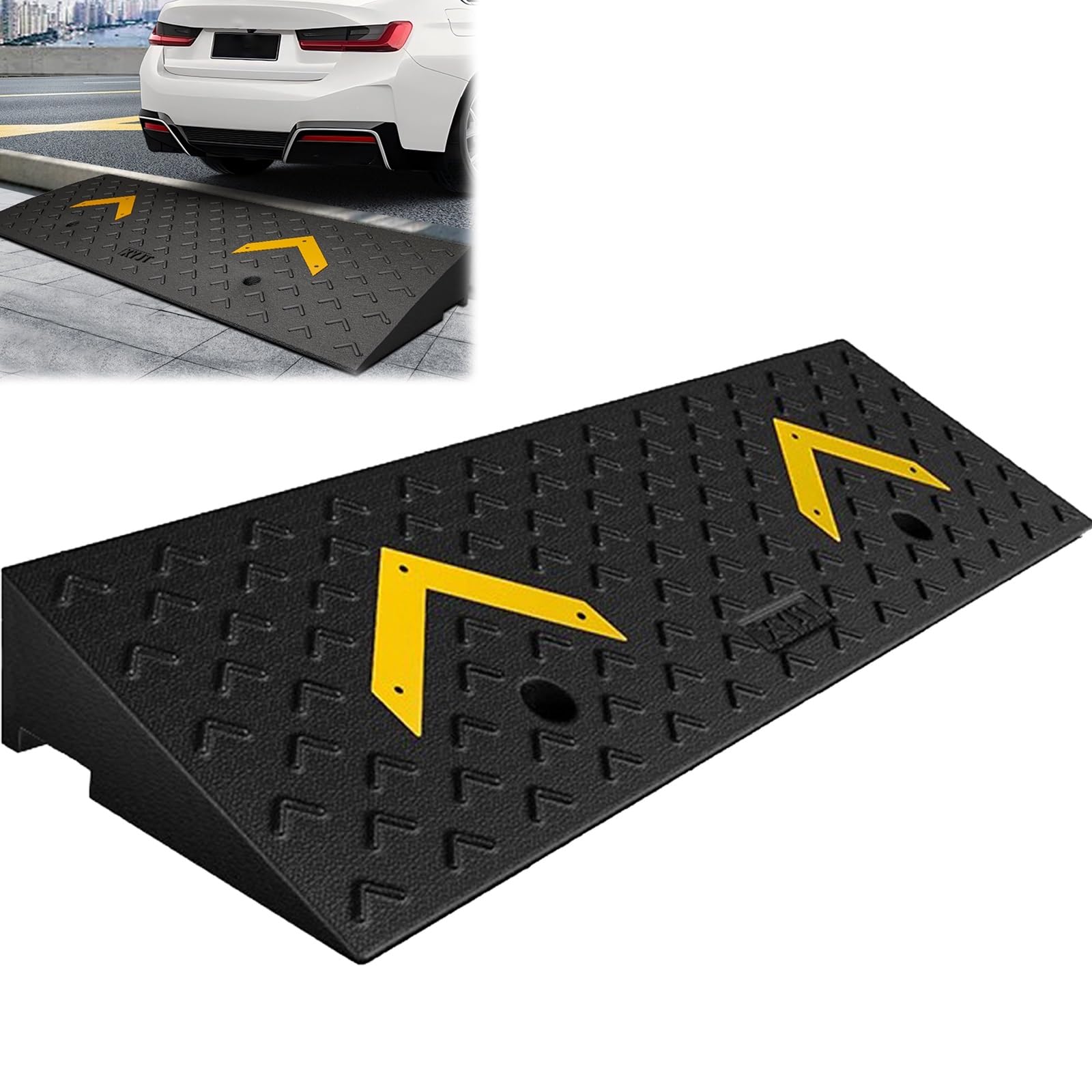 KRXSOBNV Threshold ramp, Ramps with Anti-Slip & Eye-catching Yellow Arrow for Entrance Steps, Curb, Shopping Mall Entrances(9cm)