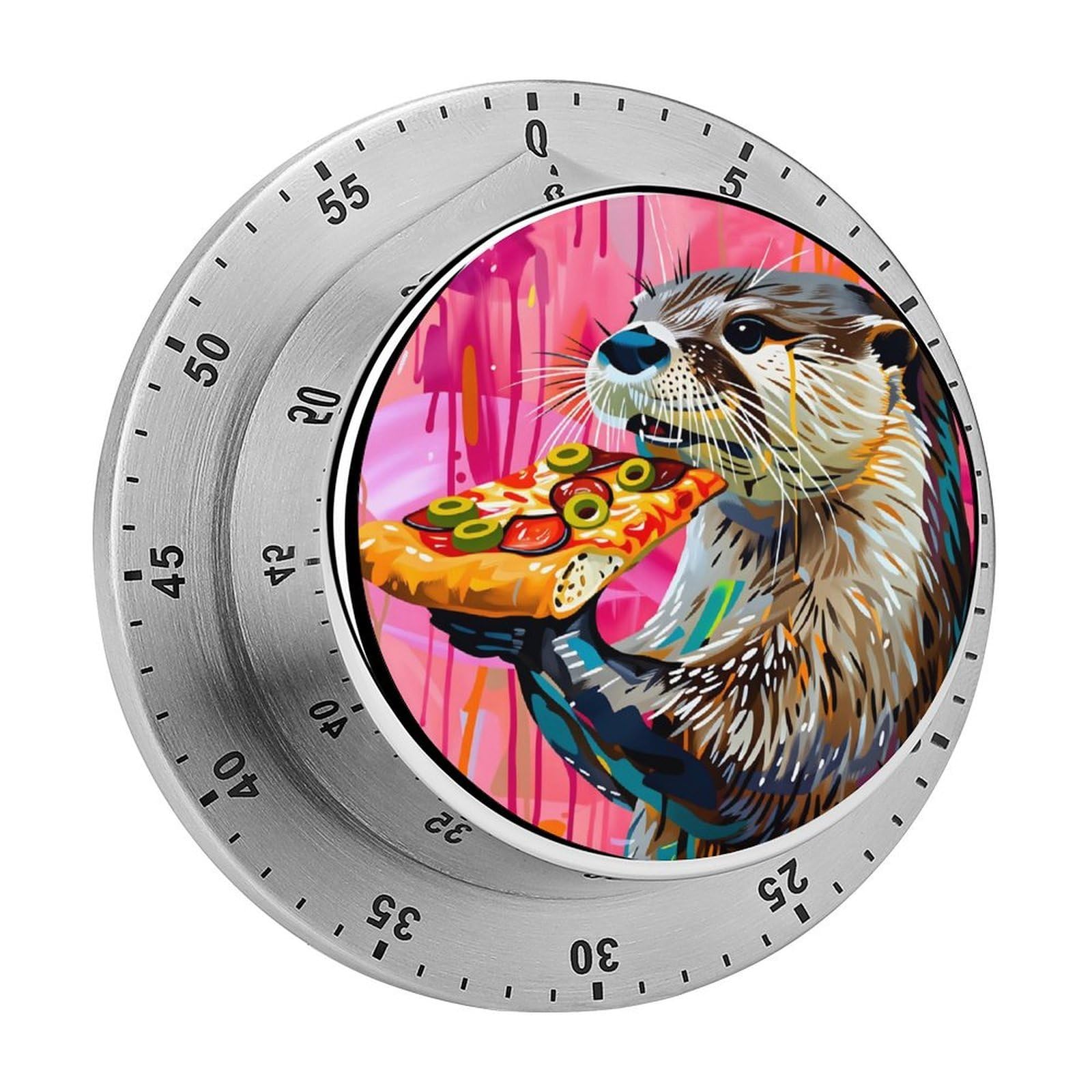 Otter Pizza 60 Minute Wind Up Timer,Visual Mechanical Magnetic Timer with Loud Alarm for Kitchen