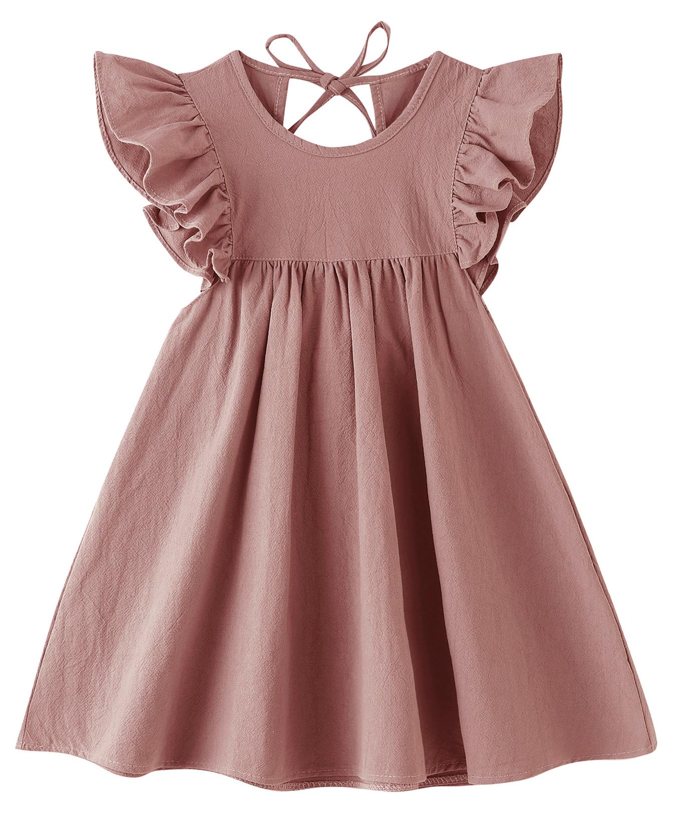 JNKLWPJS Toddler Linen Dress Baby Girls Ruffle Halter Sleeveless Casual Party Dresses