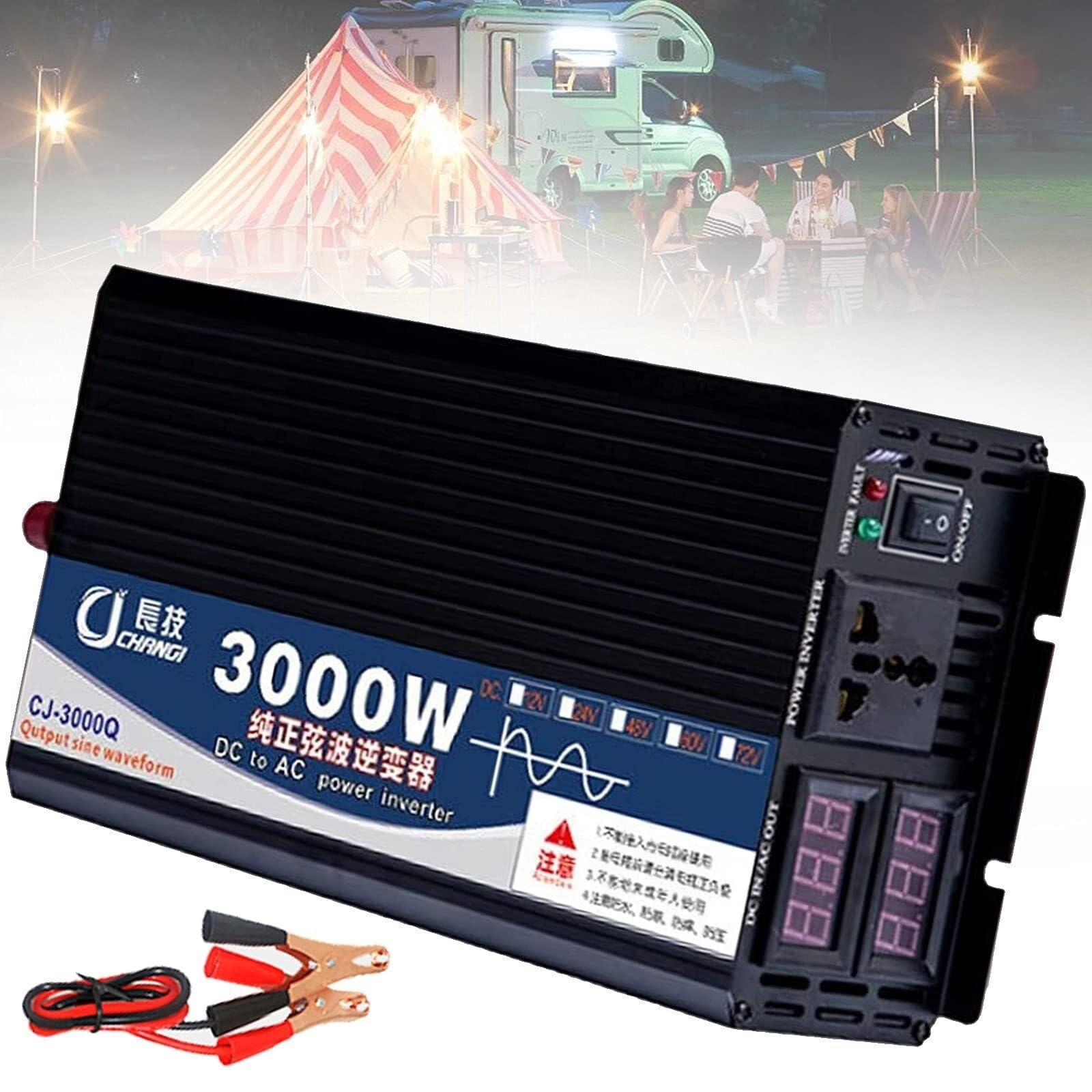 Convertisseur de tension 48V 220V 3000W avec double LCD pour batterie