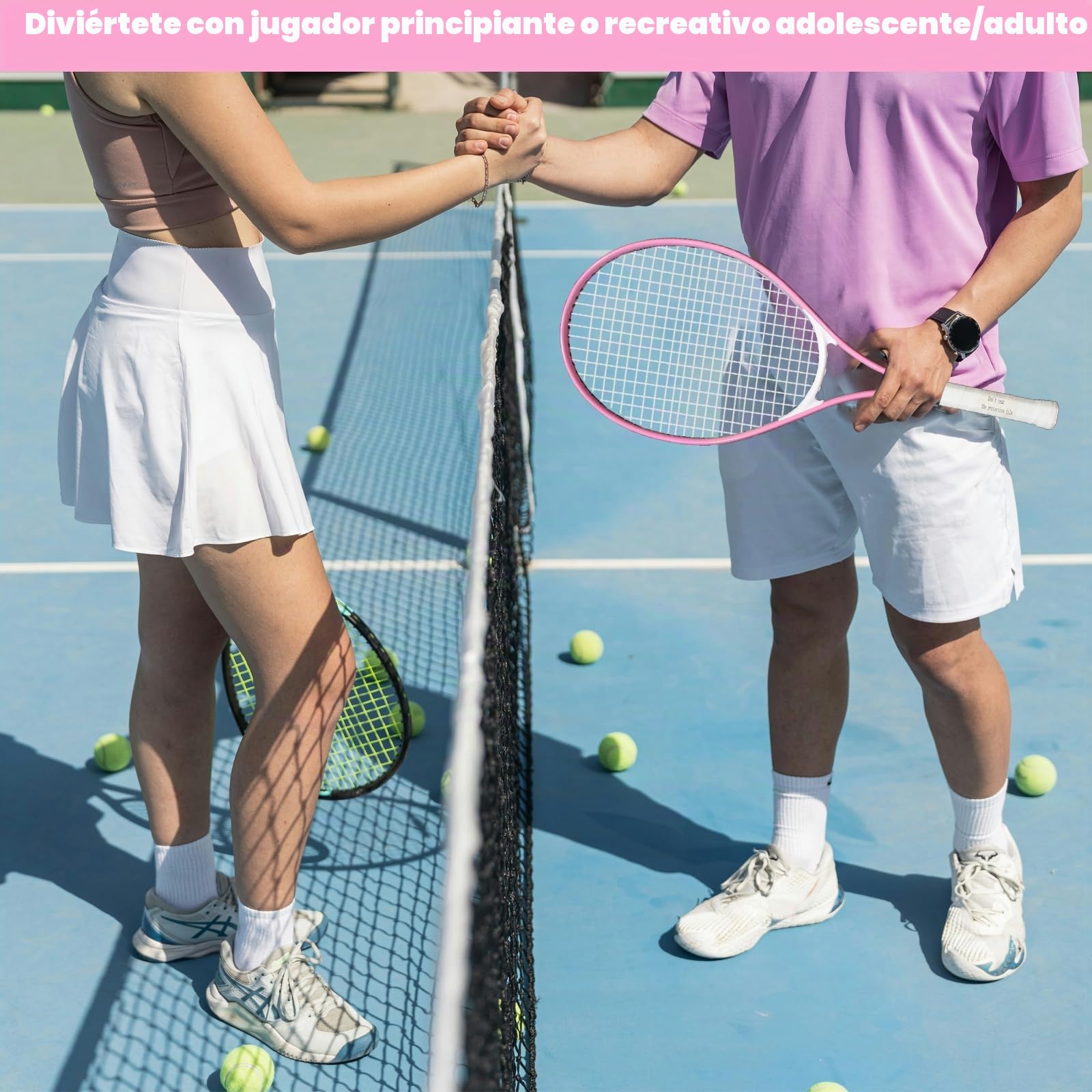 Raquetas de tenis para adultos, 2 jugadores, juego de raquetas de tenis recreativas para principiantes y profesionales con 4 pelotas de tenis, 3 overgrips, 1 bolsa de tenis