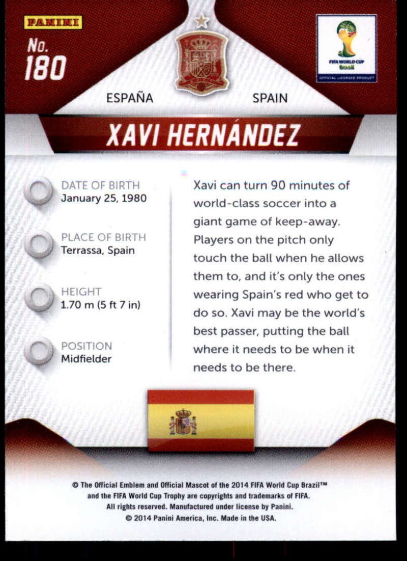 Amazon.com: 2014 Panini Prizm World Cup #180 Xavi Hernandez Spain