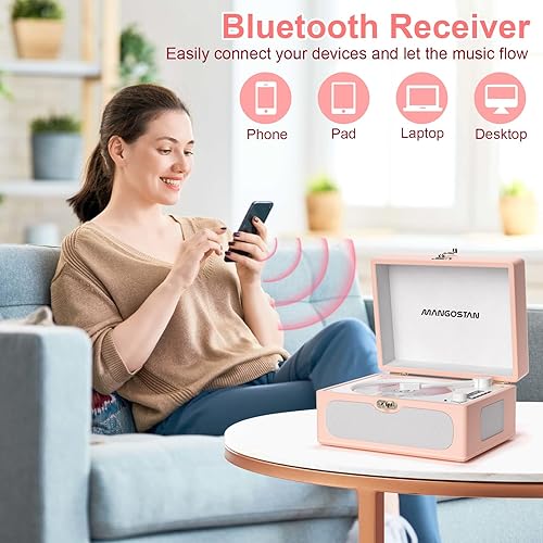 Miniatura 3 de Reproductor de CD portátil con altavoz, reproductor de CD de escritorio recargable con Bluetooth Boombox AUX en conector de auriculares,