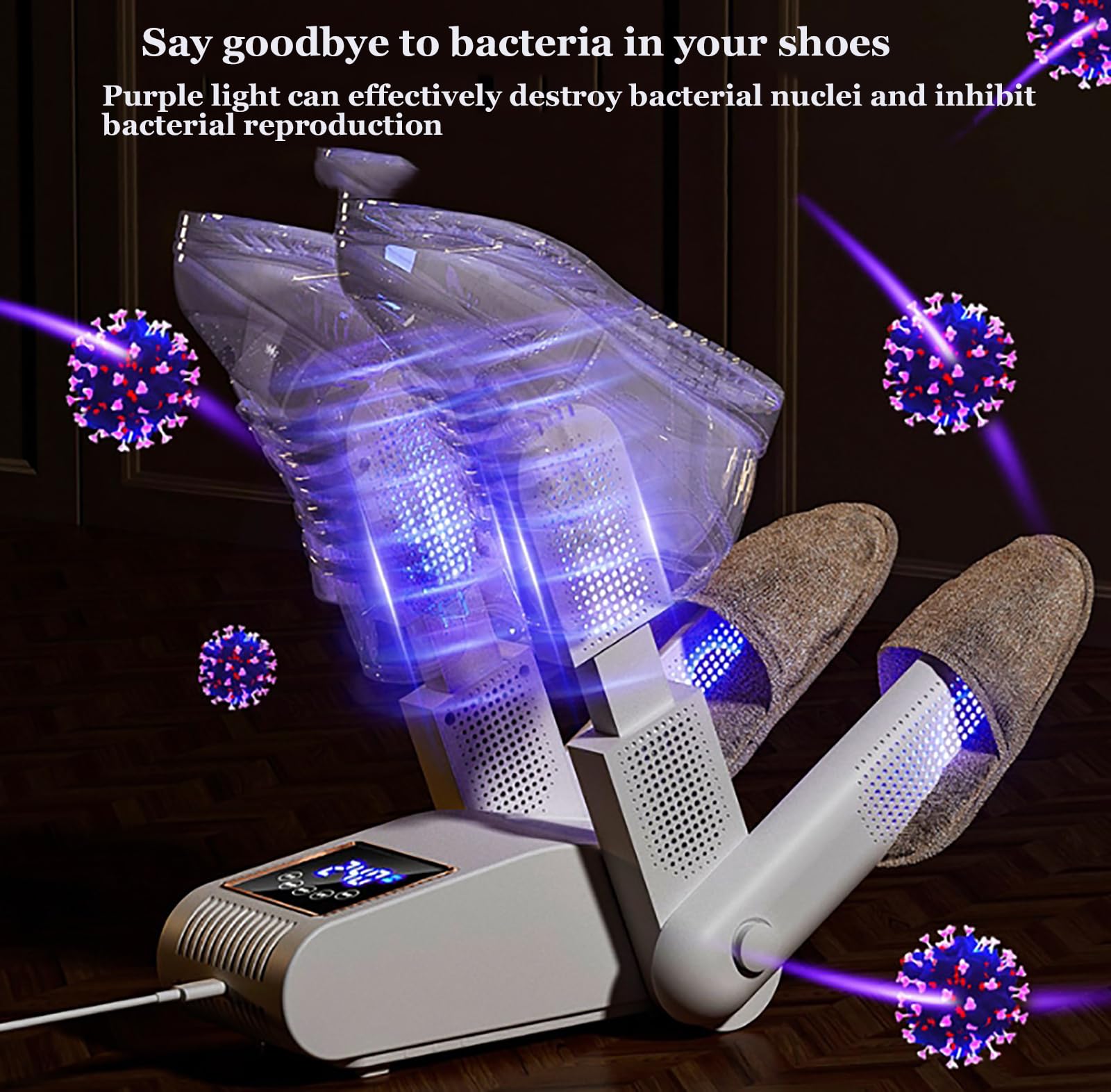 McbeAn Sèche-Chaussures Électrique, Sèche-Chaussures d'hiver avec Support Double V, Écran Tactile LED Et Minuterie, Température Constante 55℃, Rangement Pliable, pour Chaussures Bottes Gants