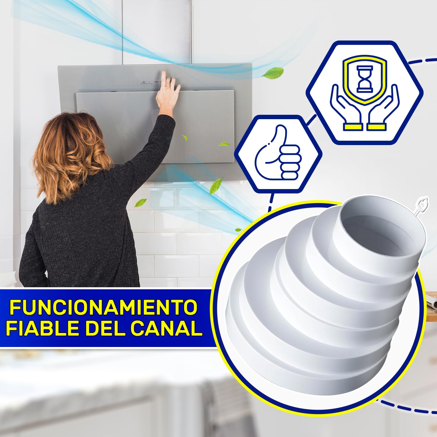 Manguito Reductor Tubo Campana Extractora Excéntrico para Tubo Redondo Ø 80-160 mm Temperatura de Trabajo 60°C - Garantía de 10 Años - MONTERAL
