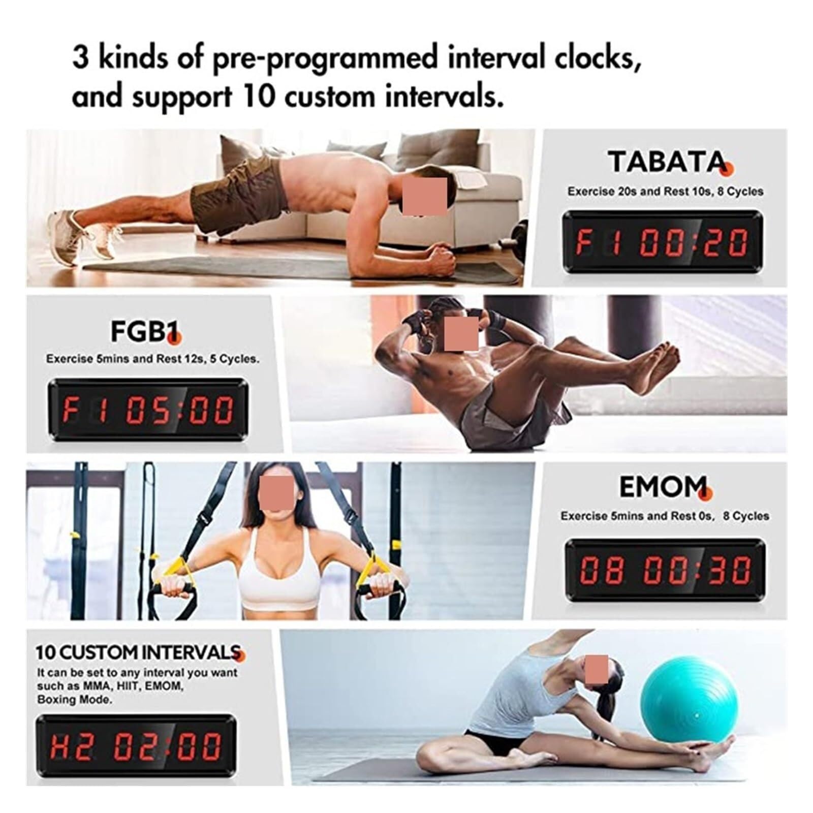 Temporizzatore sportivo, Orologio Da Parete Per Allenamento A Intervalli Di Grande LED Con Timer Palestra Conto Alla Rovescia Digitale/cronometro Su Per Allenamenti Boxe In Garage per la Formazione