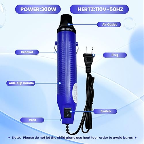 Miniatura 3 de Heat Gun For Crafting, Mini Hot Air Gun For DIY Crafts,Heating Gun,Portable Heat-Gun Tool For Embossing Shrink Wrapping Drying Paint(Blue)