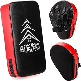 ZOOFOX Juego de guantes de perforación y patadas 2 en 1, guantes de enfoque curvados y almohadilla de patada de taekwondo, almohadilla de brazo ajustable para Muay Thai y MMA
