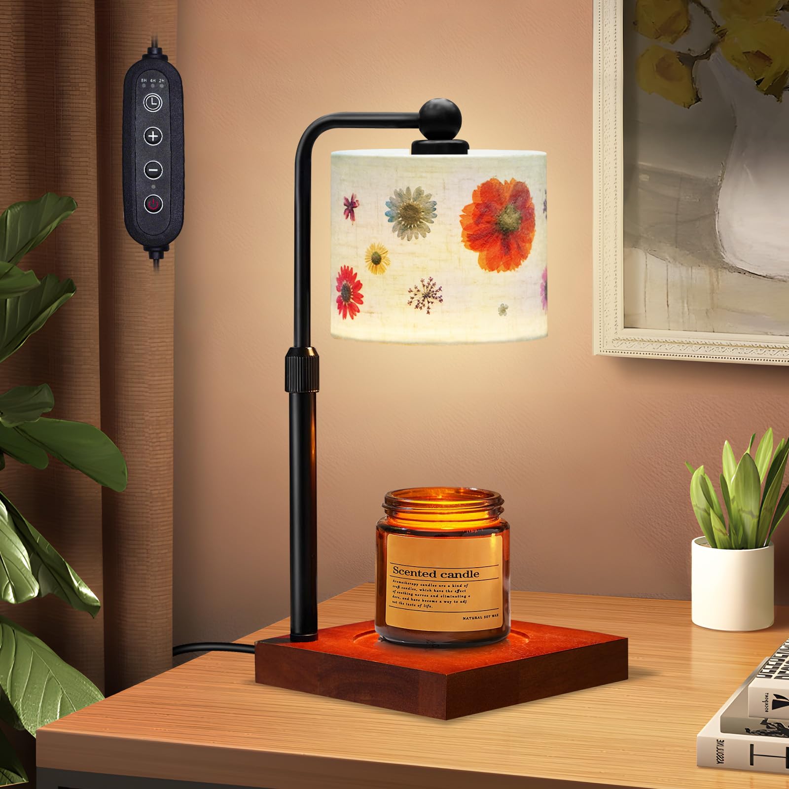 TLENEMOS Candle Warmer Lamp with Timer, Lamp Candle Warmer for Jar Candles Flower Candle Warmer, Adjustable Height Dimmable for House Warming Gifts New Home Bedroom Decor Mother's Day Gfit