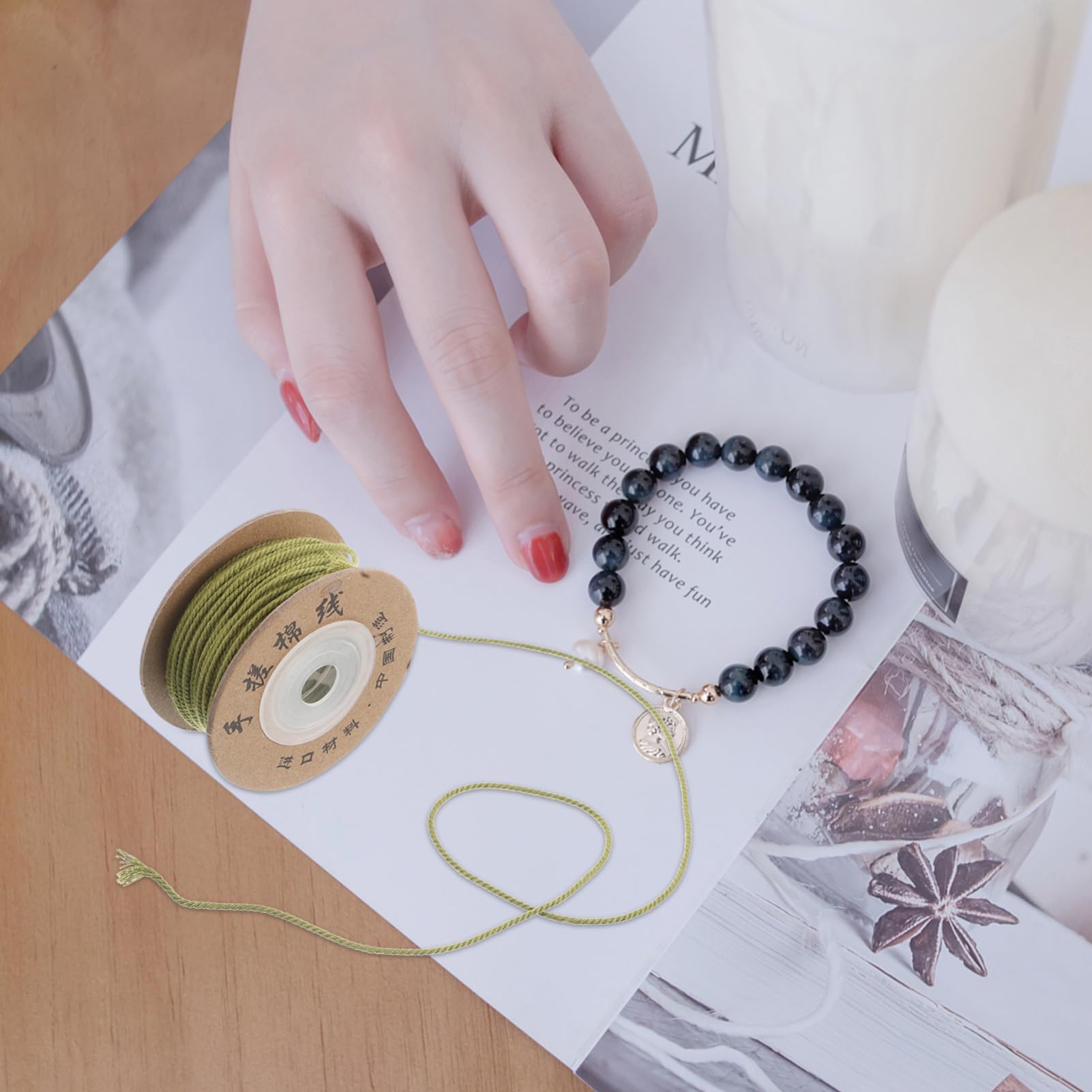 12piezas Hilo Rojo Para Cuentas y Abalorios Cordón De Algodón Para Manual y Joyería