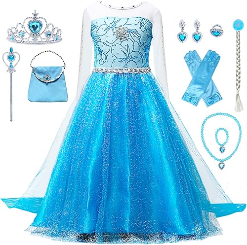 Miniatura 1 de Vestido de princesa de nieve para niñas pequeñas, disfraz de reina de Halloween, cosplay, Navidad, fiesta elegante, 3-8T, Nieve