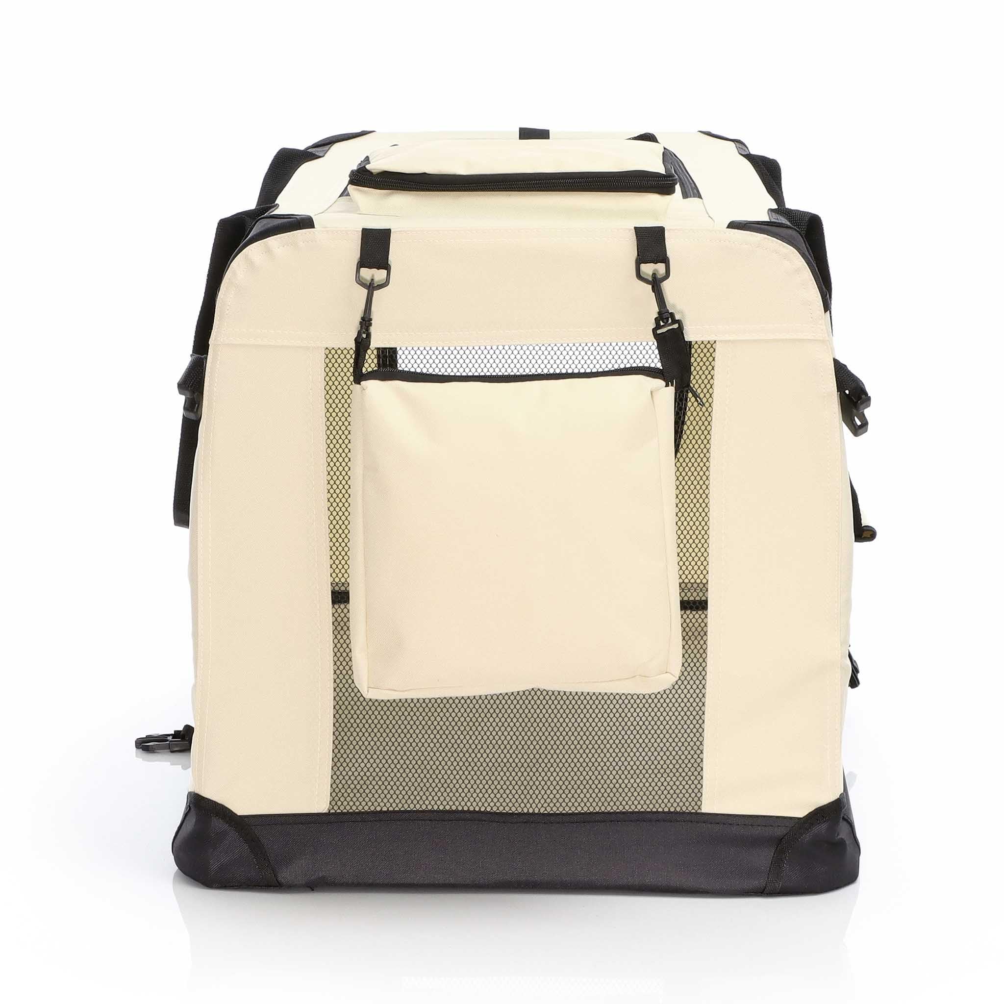 Fudajo Składany transporter dla psa i kota XL 82x56x58 cm beżowy klatka transportowa z poduszką do 20 kg
