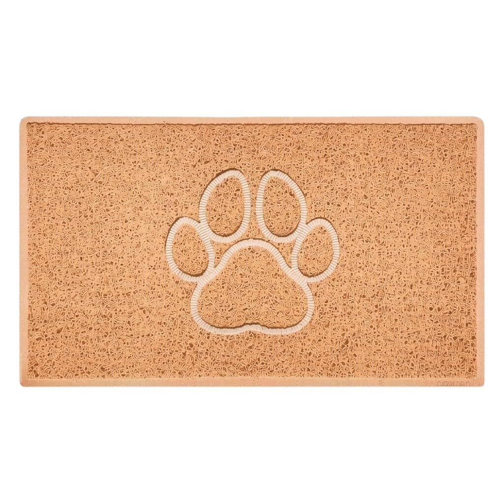 Nicoman Beige "Paw Print" Embossed Loofah Textured Spaghetti Door Mat - 75Cm X 44Cm - Yes (Suitable For Indoors)