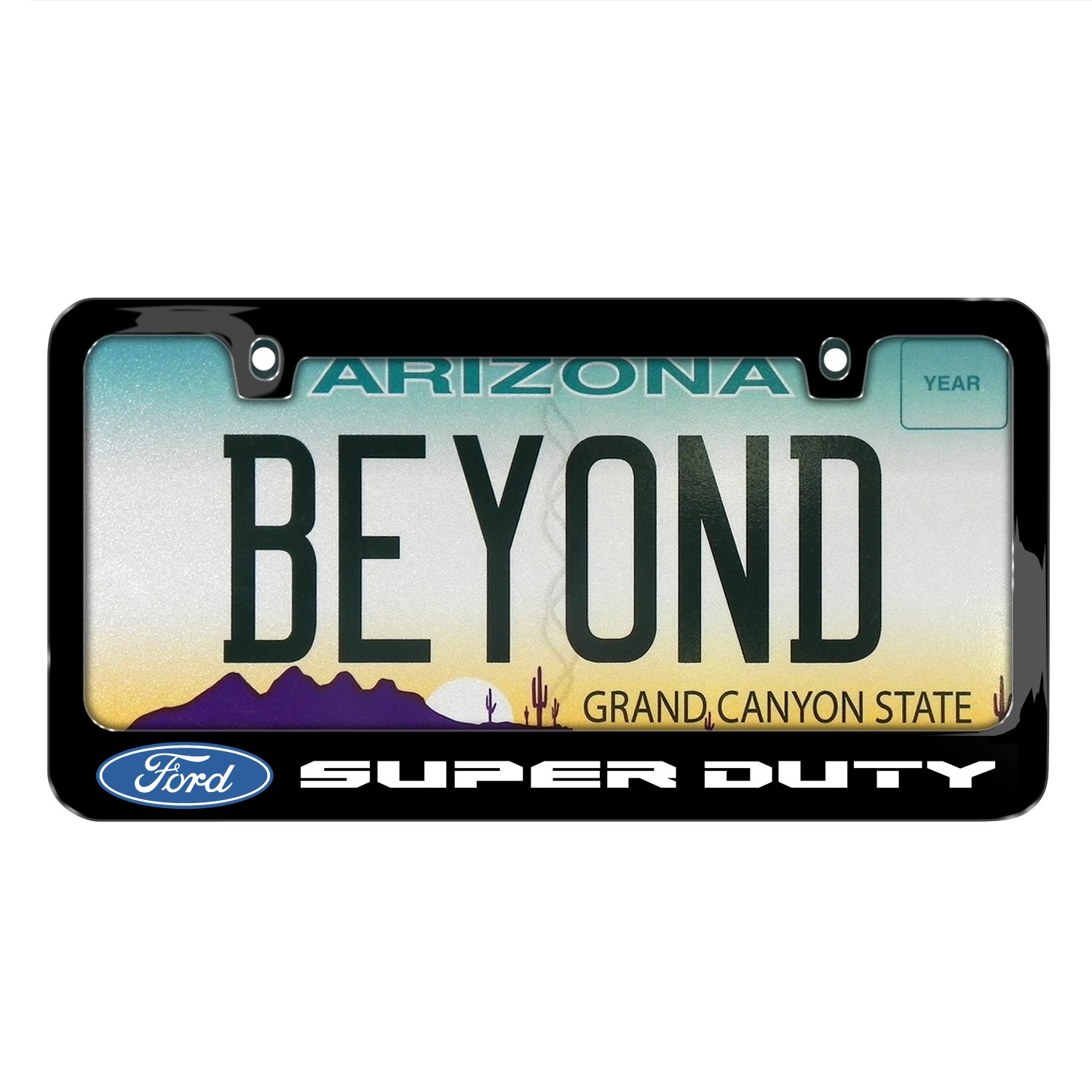 IPick Image Ford SVT License Plate Frame - UV-LED Printed Black Metal Frame Made In USA