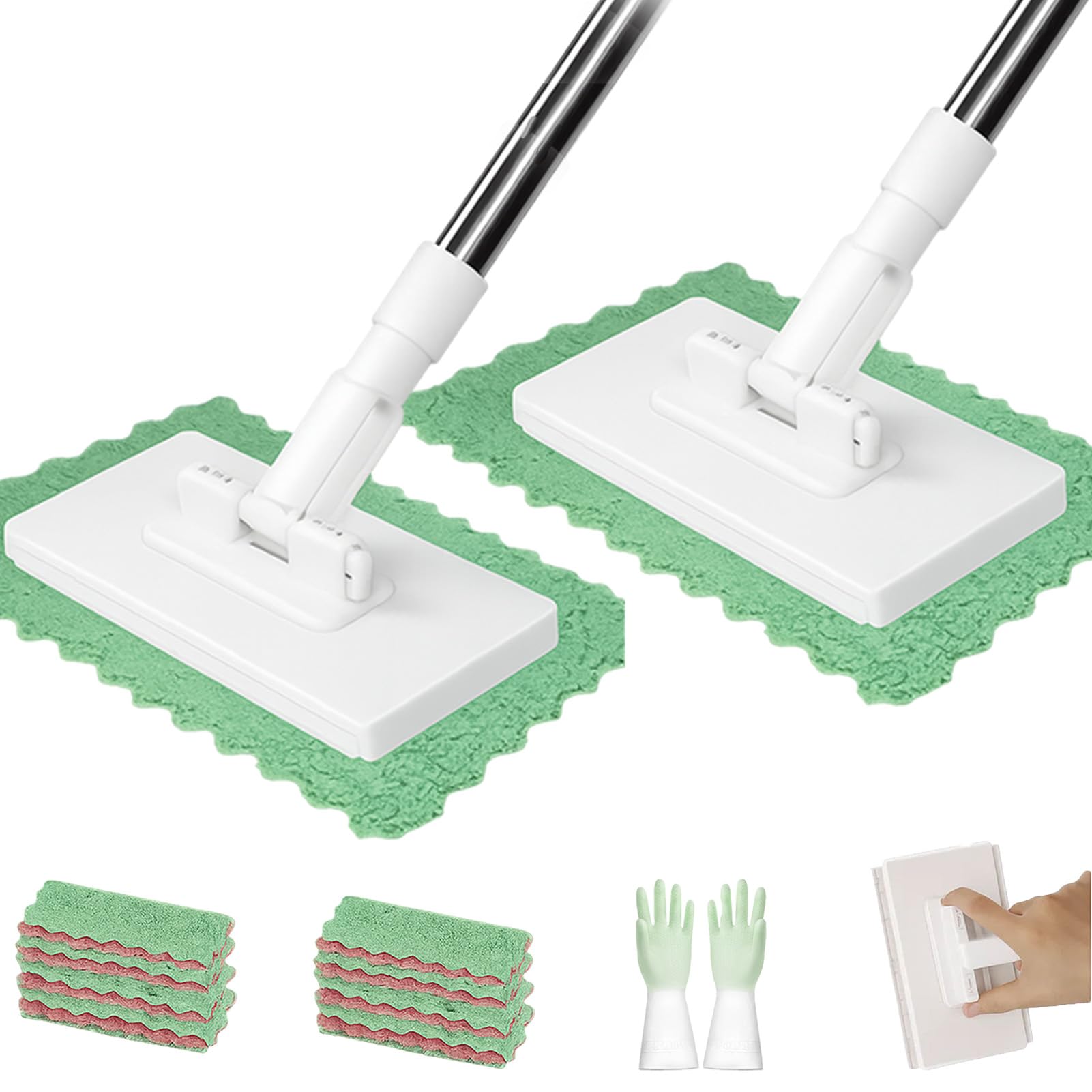 Eowduk 2 Set Lazy Mop Clip On, Convenient Cloth Changing Mini Mop, Lazy Mops With 4 Cloth, Wet And Dry Use (2 Set)