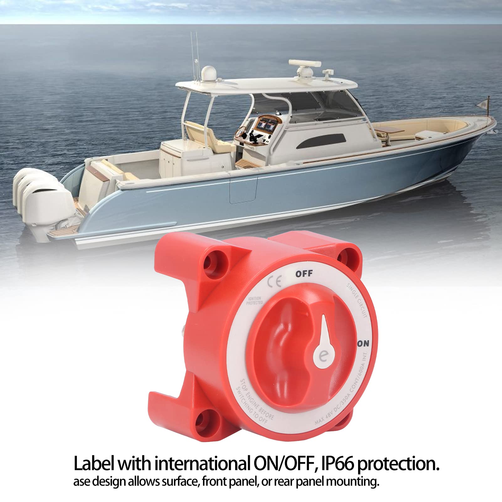 Interrupteur de Batterie KIMISS Blue Sea, Interrupteur de Batterie 350A, Type à Bouton 48VDC, Isolateur de Déconnexion D'alimentation à Circuit Unique pour Remorque de Camion de Voiture de Bateau Mari