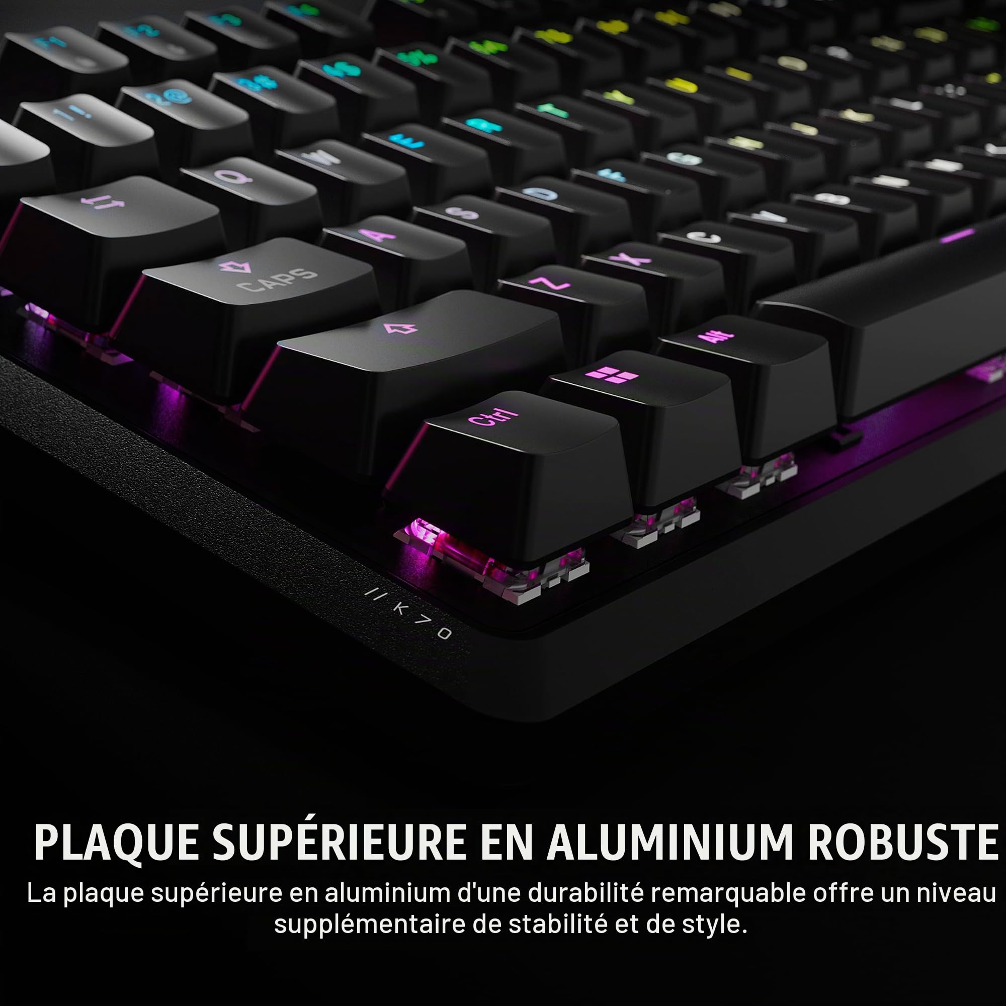 Corsair K70 Core RGB Clavier mécanique de Jeu - Interrupteurs linéaires Rouges MLX pré-lubrifiés - Amortissement sonore - Cadran de contrôle des médias - Compatible avec iCUE - Design QWERTY