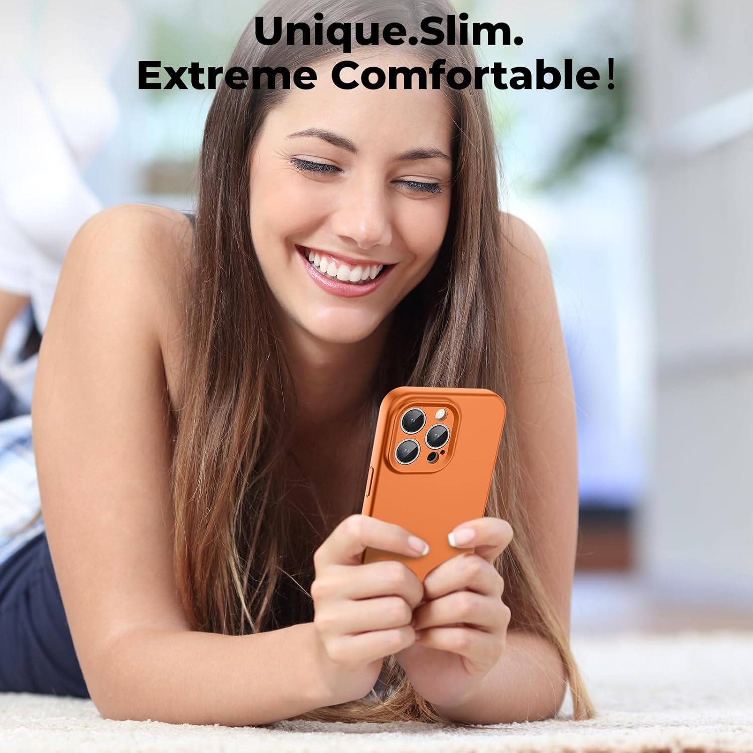 SUPFINE Designed for iPhone 15 Pro Max Case,Premium Liquid Silicone with [Soft Anti-Scratch Microfiber Lining][Upgraded Camera Protection] Slim Shockproof Phone Case for Men Women Girls,Orange - Image 7