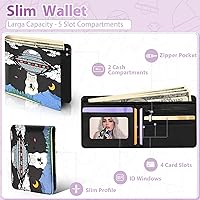 Vista 40 de Cartera de cuero de dibujos animados para mujer, c-mármol azul, Lindo