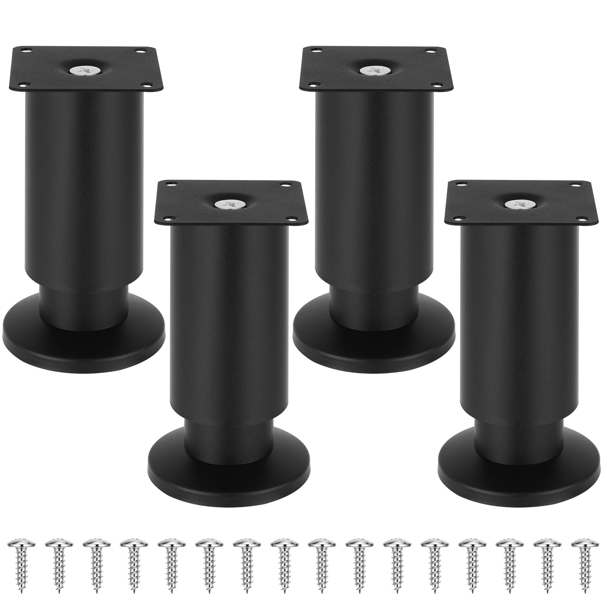 Torven 4er-Set Edelstahl Möbelfüße (250kg Traglast), Möbelfüße Verstellbar – Als Schrank Füße, Sofa Füße, Badezimmermöbel-Füße, Bettfüße & Tischfüße, möbelfüße Metall (Schwarz, 10 cm)
