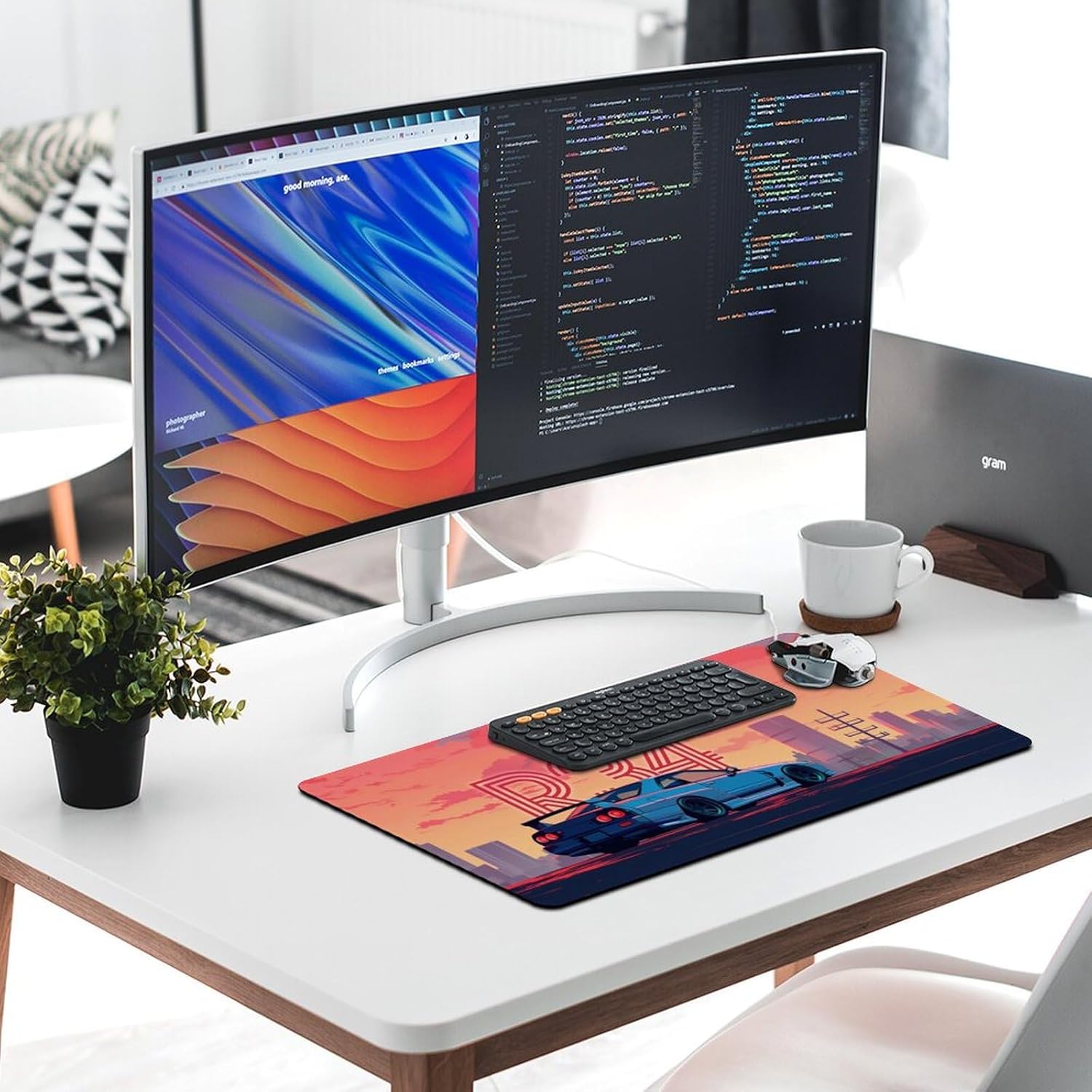 Car Gaming Mouse Pad Large Mousepad R34 JDM Sport Car Japanese Anime Big Computer Desk Mat Desk Pad for Keyboard and Mouse Mat Non-Slip Base 40X75cm