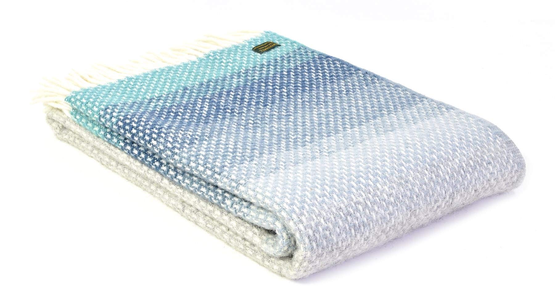 Tweedmill Textiles Ombre Pure New Wool Blanket Throw - Seaside Blue - British Made
