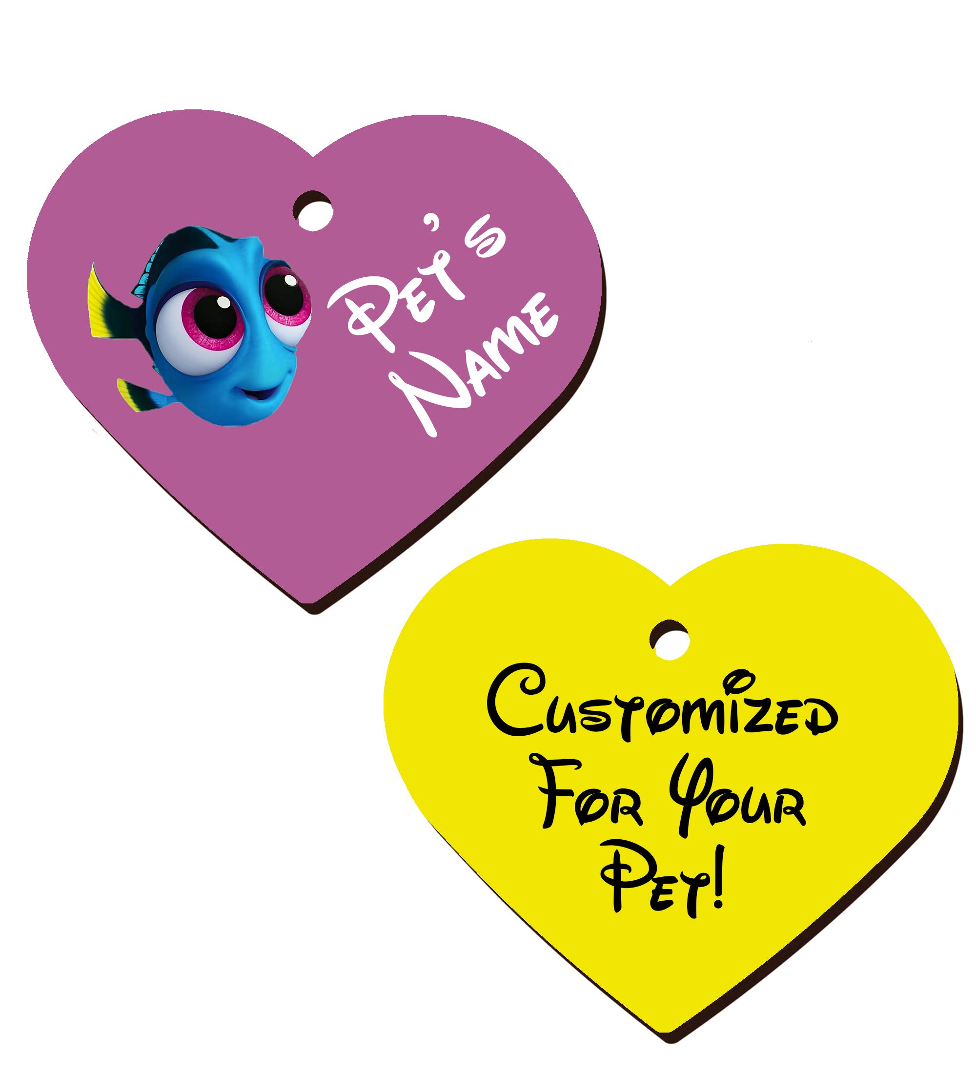 Double Sided Pet Id Tags for Dogs & Cats Personalized for Your Pet (Baby Dory, Heart Shaped)
