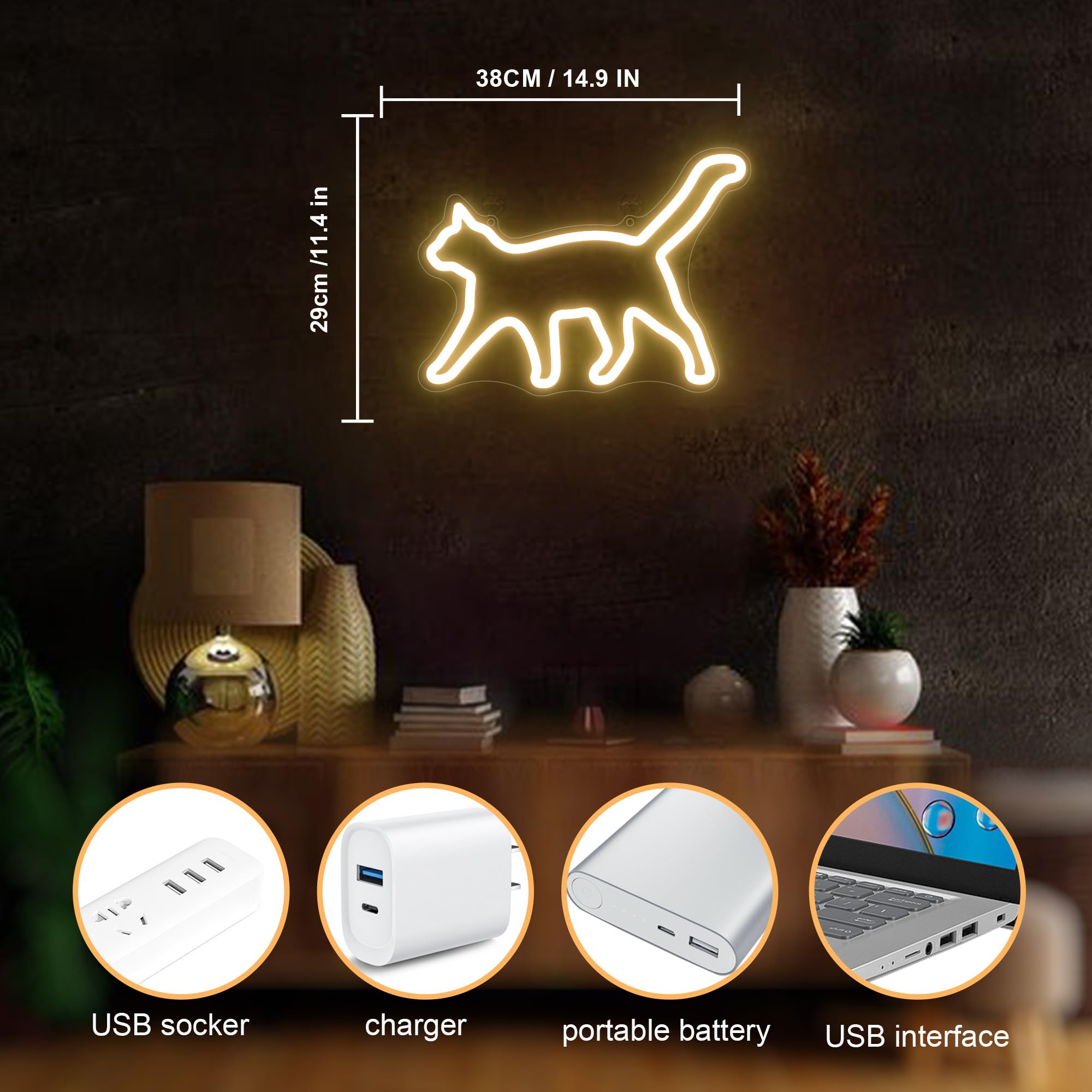 CoolGift Mart Cat Neon Sign, Cat Lamp Wall Decor, Dimmable Birthday Party Decorations for Home, Patio, Garden, Bar, Ristoranti, Hotel, Negozi, Club, Regalo per Amici, Famiglia e Bambini