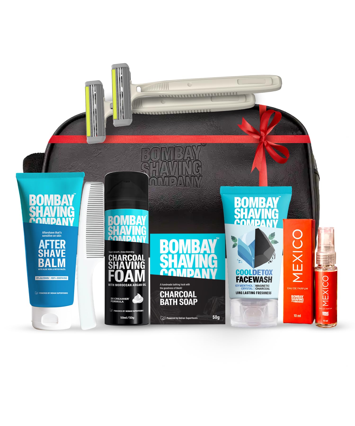 Bombay Shaving Company 9in1 Grooming Kit for Men | Shaving Foam, Post Shave Balm, Charcoal Soap, Razor for Men