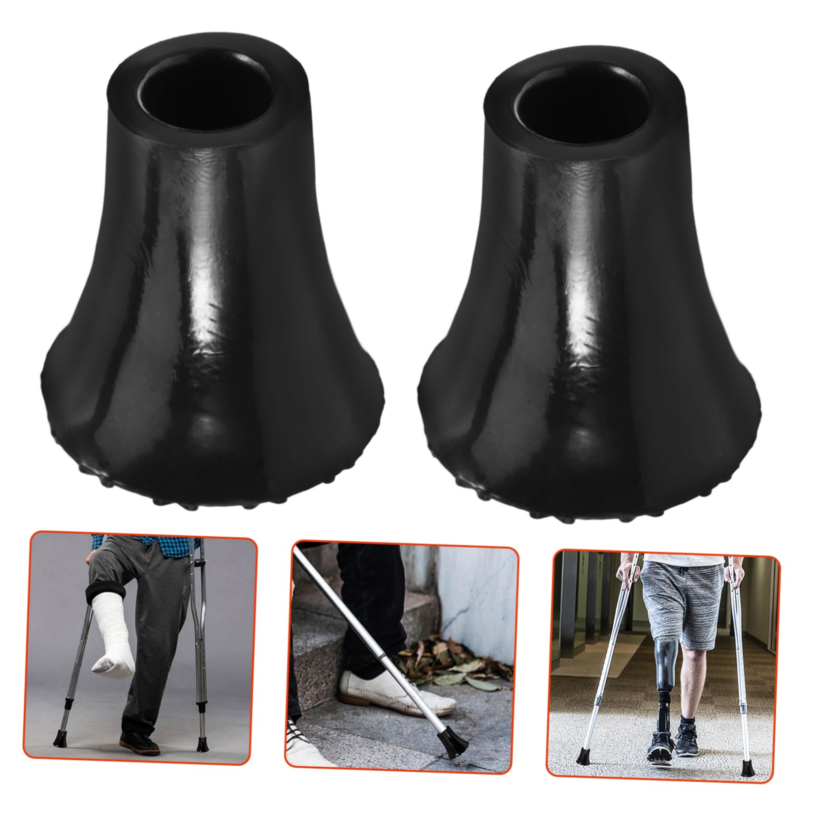 SEWOART 4pcs Crutch Pads Walking Stick Walking Pole Tips Cane Tips Crutch Feet Sleeves Cane Ends Plastic Trekking Pole Tips Protectors Cane Foot Covers Non-Slip Crutch Feet Tip Black PVC