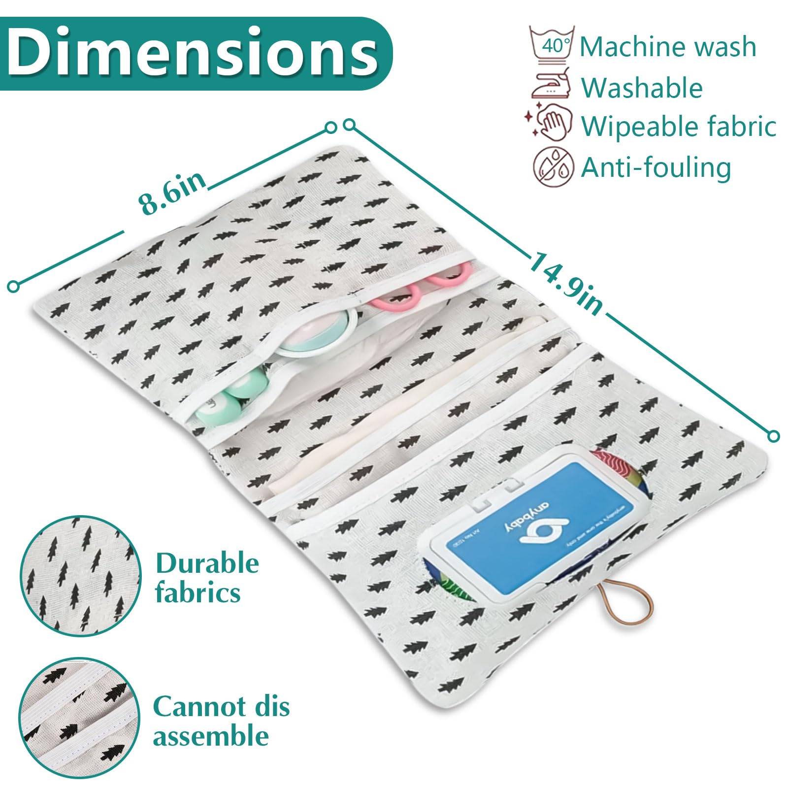 Borsa per pannolini 2 in 1 Leaves Balena Elefante organizer per bambini