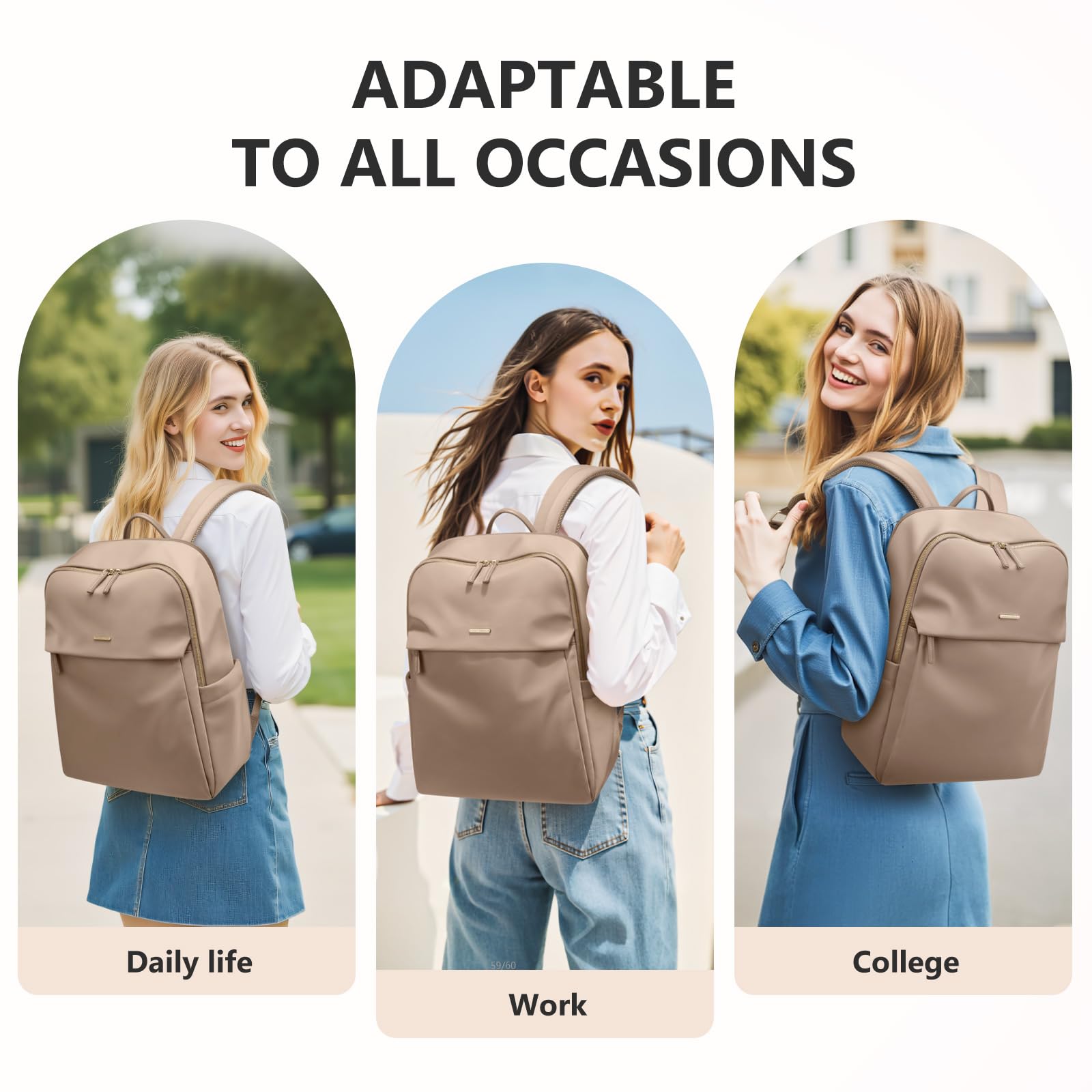 GOLF SUPAGS Zaino da Donna Con Scomparto Separato Per Computer Portatile, Resistente all'acqua, Antifurto, Adatto Per Notebook da 14/15,6 Pollici, Borsa da Viaggi, Lavoro, Universitario