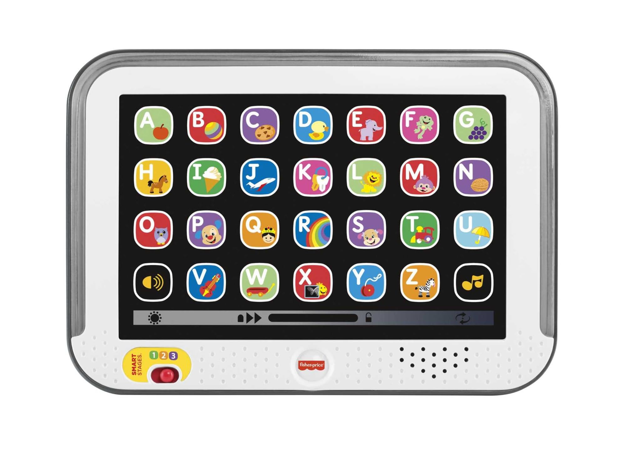 Fisher-Price Ríe y Aprende Mi Primera Tablet, Juguete electrónico Educativo con Luces y Sonidos para bebé +1 año, versión español (CDG61)